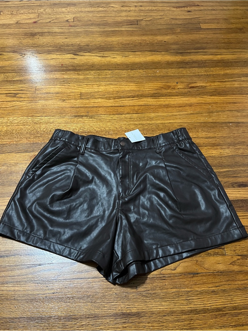American Eagle Outfitters Black Faux Leather High-Waist Shorts